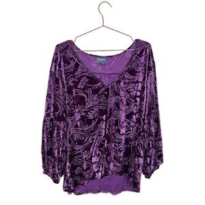 ModCloth Purple Velour Lead the Way to Luxe Top Velvet Burn Out